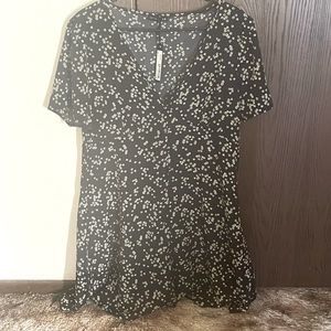 Cotton on Woven Dotti Deep V Puff Sleeve Mini Dress